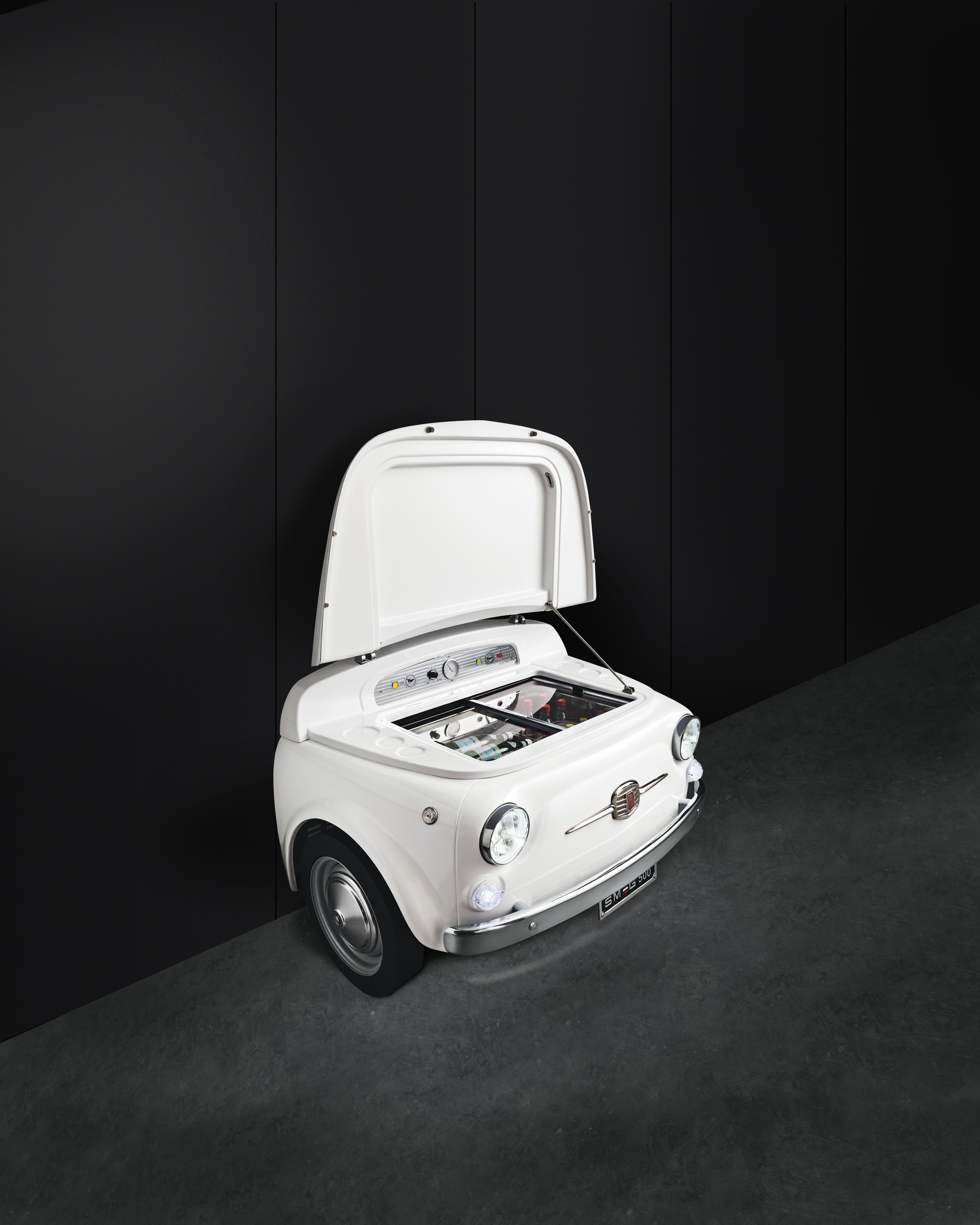 50's Style, Kühlvitrine-Minibar, Fiat 500 Retro, Weiß