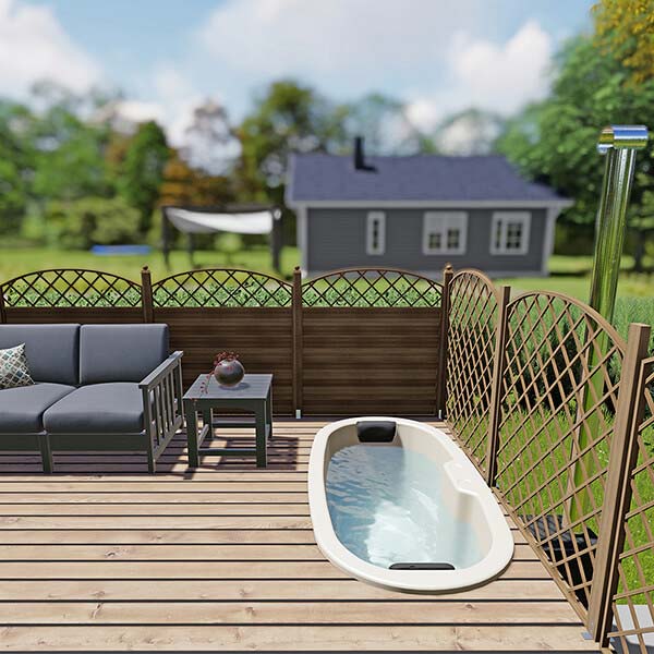 Einbau Badefass 2 Pers. für Terrasse aus GFK 1,85×0,95m