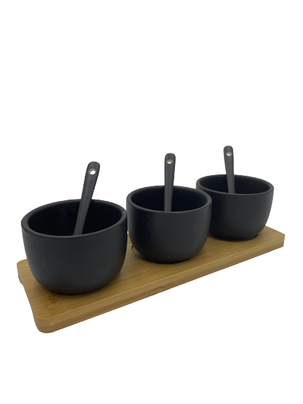 Keramik-Set für Saucen, schwarz neu