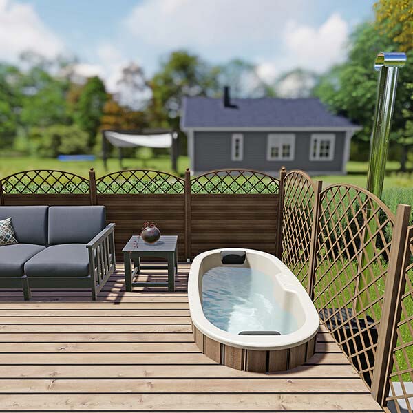 Einbau Badefass 2 Pers. für Terrasse aus GFK 1,85×0,95m