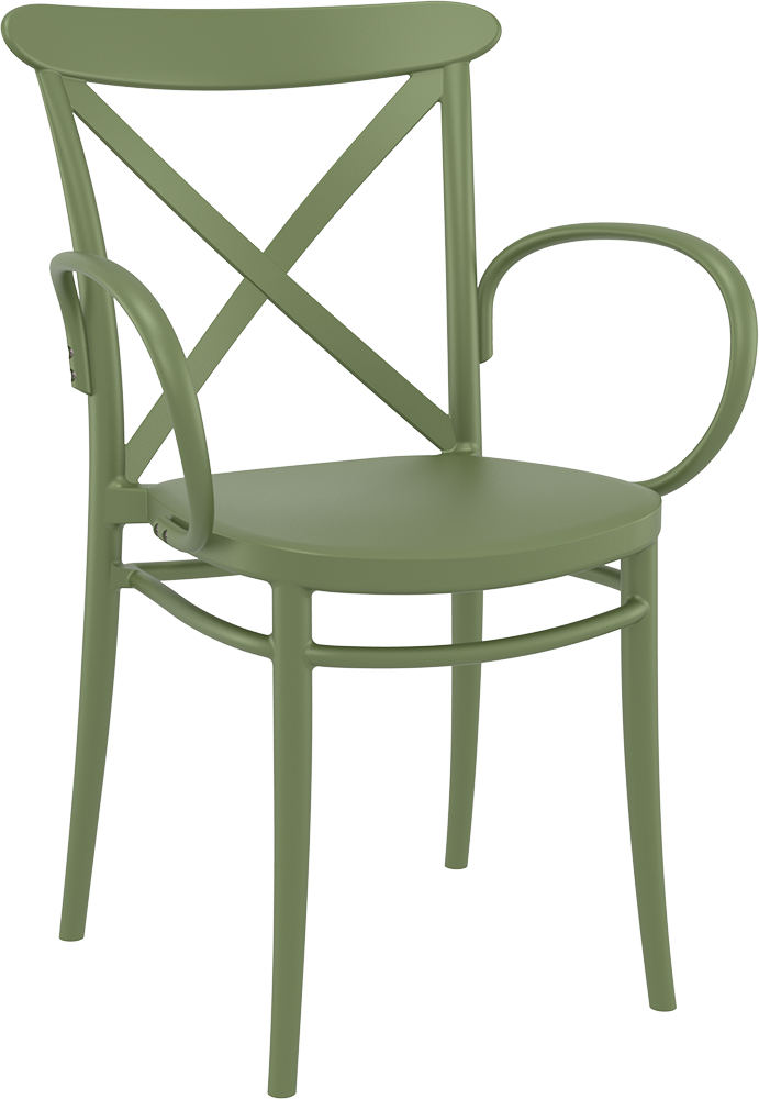 Siesta Cross stapelbarer Gartenstuhl mit Armlehne olivgrün