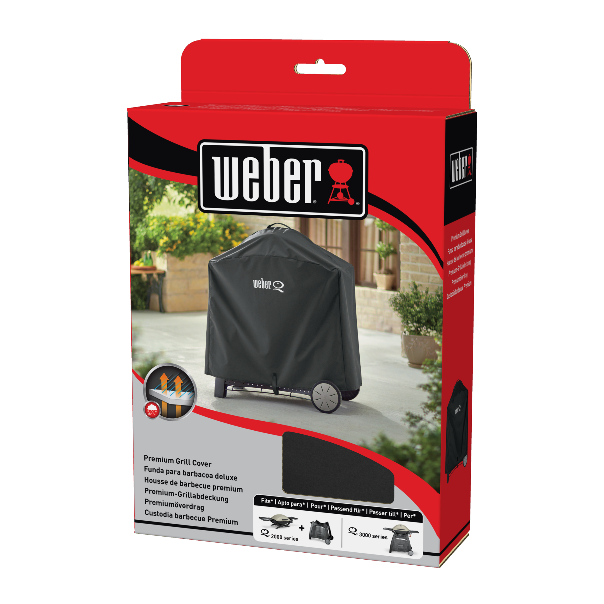 Weber Premium Abdeckhaube für Q mit Premium Rollwagen 