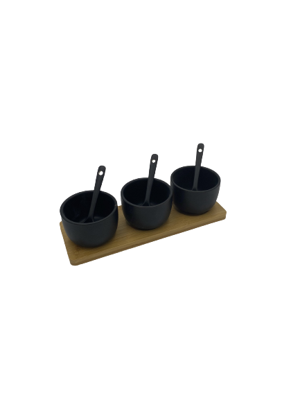 Keramik-Set für Saucen, schwarz neu