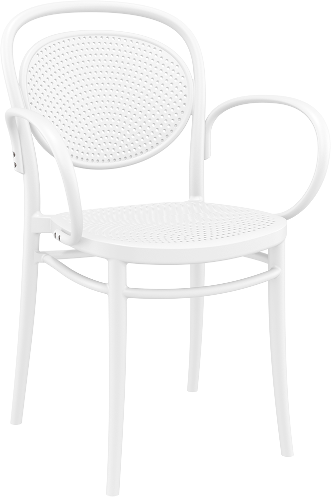Siesta Marcel Stapelbarer Gartenstuhl mit Armlehnen Weiß